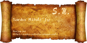 Sanko Mihály névjegykártya